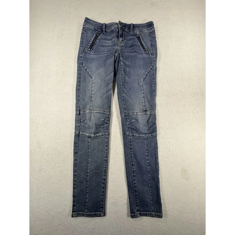 American Eagle Jegging Ankle Jeans Women's Size 2 Super Stretch Moto Zipper - Picture 1 of 14